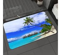 DALEXHM Microfibre Bath Mat, Door Mat, Pet Mat,Bathroom Rug Machine Washable,Non-slip,Super absorbent,Extra Soft,Over-water bungalows of luxury tropical resort Bora Bora island near Tahiti Fr,20x31in