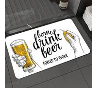 DALEXHM Microfibre Bath Mat, Door Mat, Pet Mat,Bathroom Rug Machine Washable,Non-slip,Super absorbent,Extra Soft,Time to drink beer quote with man hand holding cup of toast illustration, yell,20x31in