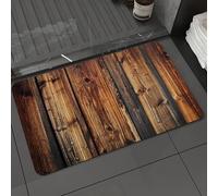 DALEXHM Microfibre Bath Mat, Door Mat, Pet Mat,Bathroom Rug Machine Washable,Non-slip,Super absorbent,Extra Soft,Charming wood grain pattern, a series of black and light brown wooden boards,24x39in