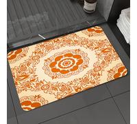 DALEXHM Microfibre Bath Mat, Door Mat, Pet Mat,Bathroom Rug Machine Washable,Non-slip,Super absorbent,Extra Soft,Orange and Beige, Vintage Victorian Pattern, Baroque Leaves and Flowers,20x31in