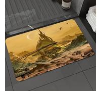 DALEXHM Microfibre Bath Mat, Door Mat, Pet Mat,Bathroom Rug Machine Washable,Non-slip,Super absorbent,Extra Soft,Dragon bones and skeletal giant beasts under the yellow mist dome, fantasy,16x24in