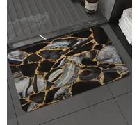 DALEXHM Microfibre Bath Mat, Door Mat, Pet Mat,Bathroom Rug Machine Washable,Non-slip,Super absorbent,Extra Soft,Marble, black gold finish, marble pattern decoration, luxury style,16x24in