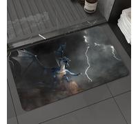 DALEXHM Microfibre Bath Mat, Door Mat, Pet Mat,Bathroom Rug Machine Washable,Non-slip,Super absorbent,Extra Soft,blue dragon a beast of myth and legend. Scaly and serpentine with bat-like win,24x39in