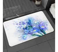 DALEXHM Microfibre Bath Mat, Door Mat, Pet Mat,Bathroom Rug Machine Washable,Non-slip,Super absorbent,Extra Soft,Iris flower, watercolor painting with a soft-blended blue-violet hue of the ir,24x39in