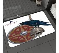 DALEXHM Microfibre Bath Mat, Door Mat, Pet Mat,Bathroom Rug Machine Washable,Non-slip,Super absorbent,Extra Soft,Design with Nordic sword shield Viking helmet and sitting on it Raven isolated,24x39in