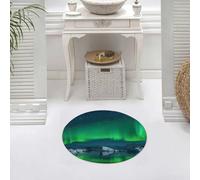DALEXHM Microfibre Bath Mat, Door Mat, Pet Mat,Bathroom Rug Machine Washable,Non-slip,Super absorbent,Extra Soft,Aurora, the green light ice lake in the secret realm of the polar night,24x24in