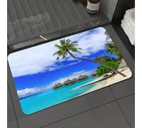 DALEXHM Microfibre Bath Mat, Door Mat, Pet Mat,Bathroom Rug Machine Washable,Non-slip,Super absorbent,Extra Soft,Tropical Set, overwater bungalows of the Tropical Resort, Bora Bora Island, Pa,20x31in