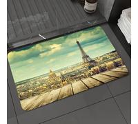DALEXHM Microfibre Bath Mat, Door Mat, Pet Mat,Bathroom Rug Machine Washable,Non-slip,Super absorbent,Extra Soft,Eiffel Tower, Paris cityscape with a view of the E,24x39in