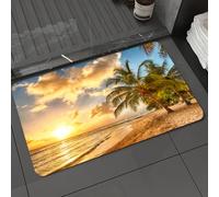 DALEXHM Microfibre Bath Mat, Door Mat, Pet Mat,Bathroom Rug Machine Washable,Non-slip,Super absorbent,Extra Soft,Beautiful Sunset Over The sea Palms on The White Beach on a Caribbean Island o,24x39in