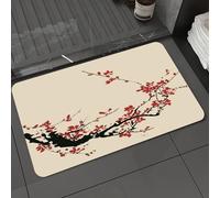 DALEXHM Microfibre Bath Mat, Door Mat, Pet Mat,Bathroom Rug Machine Washable,Non-slip,Super absorbent,Extra Soft,Art, Elegance Cherry Blossoms Sakura Tree Branches Ink Painting Stylized Japan,24x39in