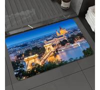 DALEXHM Microfibre Bath Mat, Door Mat, Pet Mat,Bathroom Rug Machine Washable,Non-slip,Super absorbent,Extra Soft,View to Budapest city center across Danube beautiful cityscape after sunset,20x31in