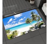 DALEXHM Microfibre Bath Mat, Door Mat, Pet Mat,Bathroom Rug Machine Washable,Non-slip,Super absorbent,Extra Soft,Beautiful Sunset Over The sea Palms on The White Beach on a Caribbean Island o,24x39in