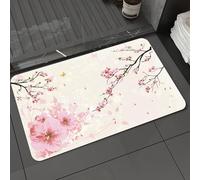 DALEXHM Microfibre Bath Mat, Door Mat, Pet Mat,Bathroom Rug Machine Washable,Non-slip,Super absorbent,Extra Soft,pring Flower Butterfly Flying on Japanese Pink Cherry Blossoms,20x31in