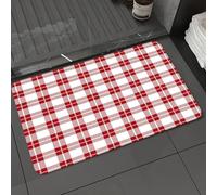 DALEXHM Microfibre Bath Mat, Door Mat, Pet Mat,Bathroom Rug Machine Washable,Non-slip,Super absorbent,Extra Soft,Red Plaid,Checkered Squares and Stripes Abstract Geometric Arrangement Quilted,20x31in