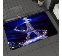 DALEXHM Microfibre Bath Mat, Door Mat, Pet Mat,Bathroom Rug Machine Washable,Non-slip,Super absorbent,Extra Soft,The Eiffel Tower, a shining landmark in the Paris night sky,24x39in