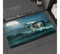 DALEXHM Microfibre Bath Mat, Door Mat, Pet Mat,Bathroom Rug Machine Washable,Non-slip,Super absorbent,Extra Soft,silhouette of wolf howling at the full moon,24x39in