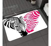 DALEXHM Microfibre Bath Mat, Door Mat, Pet Mat,Bathroom Rug Machine Washable,Non-slip,Super absorbent,Extra Soft,Pink zebra, African zebra couple heads in the shape of heart love wedding,24x39in
