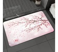DALEXHM Microfibre Bath Mat, Door Mat, Pet Mat,Bathroom Rug Machine Washable,Non-slip,Super absorbent,Extra Soft,Realistic japan cherry branch with blooming flowers. Hieroglyph - Sakura. EPS,20x31in