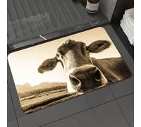 DALEXHM Microfibre Bath Mat, Door Mat, Pet Mat,Bathroom Rug Machine Washable,Non-slip,Super absorbent,Extra Soft,ox，funny cow at the kaisergebirge mountain，ox,16x24in