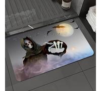 DALEXHM Microfibre Bath Mat, Door Mat, Pet Mat,Bathroom Rug Machine Washable,Non-slip,Super absorbent,Extra Soft,3D Illustration of a death in the hood grim Reaper standing on Halloween backg,24x39in