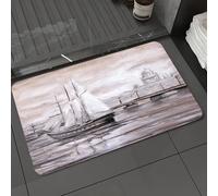 DALEXHM Microfibre Bath Mat, Door Mat, Pet Mat,Bathroom Rug Machine Washable,Non-slip,Super absorbent,Extra Soft,classic sailboat floating on the water，There is a dome building at the back,24x39in