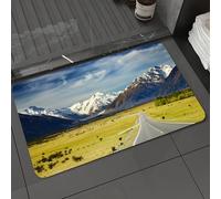 DALEXHM Microfibre Bath Mat, Door Mat, Pet Mat,Bathroom Rug Machine Washable,Non-slip,Super absorbent,Extra Soft,The healing scene of the open road and the snow-capped mountains,20x31in