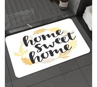DALEXHM Microfibre Bath Mat, Door Mat, Pet Mat,Bathroom Rug Machine Washable,Non-slip,Super absorbent,Extra Soft,Home sweet home quote in vintage golden wreath. Handwritten lettering. Modern,16x24in