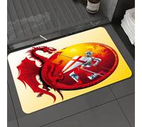 DALEXHM Microfibre Bath Mat, Door Mat, Pet Mat,Bathroom Rug Machine Washable,Non-slip,Super absorbent,Extra Soft,The legendary showdown between the Red Dragon and the Cross Shield Knight,20x31in