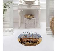 DALEXHM Microfibre Bath Mat, Door Mat, Pet Mat,Bathroom Rug Machine Washable,Non-slip,Super absorbent,Extra Soft,Western, Photo of the nostalgic Old West Indian carriage in farm style,24x24in