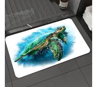 DALEXHM Microfibre Bath Mat, Door Mat, Pet Mat,Bathroom Rug Machine Washable,Non-slip,Super absorbent,Extra Soft,Sea turtle ocean creature watercolor turtle on gray rustic wood,16x24in