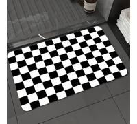 DALEXHM Microfibre Bath Mat, Door Mat, Pet Mat,Bathroom Rug Machine Washable,Non-slip,Super absorbent,Extra Soft,Checkered grid, classic black and white chessboard design,24x39in