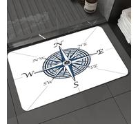 DALEXHM Microfibre Bath Mat, Door Mat, Pet Mat,Bathroom Rug Machine Washable,Non-slip,Super absorbent,Extra Soft,Compass,Sea Color Themed Voyage Windrose Discovery Marine Design Work of Art D,24x39in