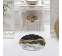 DALEXHM Microfibre Bath Mat, Door Mat, Pet Mat,Bathroom Rug Machine Washable,Non-slip,Super absorbent,Extra Soft,Black and white marble and gold foil decorative marble pattern with artificial,24x24in