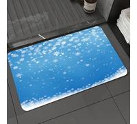 DALEXHM Microfibre Bath Mat, Door Mat, Pet Mat,Bathroom Rug Machine Washable,Non-slip,Super absorbent,Extra Soft,Christmas background with delicate floating snowflakes on a blue background,24x39in
