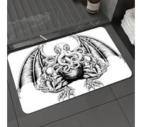 DALEXHM Microfibre Bath Mat, Door Mat, Pet Mat,Bathroom Rug Machine Washable,Non-slip,Super absorbent,Extra Soft,Kraken, Cthulhu monster evil fictional cosmic monster in woodcut style illustr,20x31in