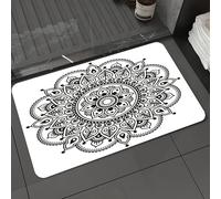 DALEXHM Microfibre Bath Mat, Door Mat, Pet Mat,Bathroom Rug Machine Washable,Non-slip,Super absorbent,Extra Soft,Henna, symmetrical ethnic flower pattern Oriental culture,20x31in