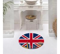 DALEXHM Microfibre Bath Mat, Door Mat, Pet Mat,Bathroom Rug Machine Washable,Non-slip,Super absorbent,Extra Soft,British flag, London landmark elements under the national flag,24x24in