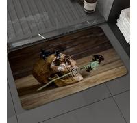 DALEXHM Microfibre Bath Mat, Door Mat, Pet Mat,Bathroom Rug Machine Washable,Non-slip,Super absorbent,Extra Soft,Gothic decor, still life skull and rose periods with a scorpion on his head Sk,24x39in