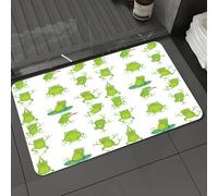 DALEXHM Microfibre Bath Mat, Door Mat, Pet Mat,Bathroom Rug Machine Washable,Non-slip,Super absorbent,Extra Soft,Cartoon Frog. Cute Green Frogs, Isolated Wild Anima1,24x39in