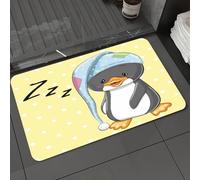 DALEXHM Microfibre Bath Mat, Door Mat, Pet Mat,Bathroom Rug Machine Washable,Non-slip,Super absorbent,Extra Soft,Cute cartoon penguin wearing nightcap, cute penguin ready to fall asleep, slee,16x24in