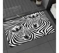 DALEXHM Microfibre Bath Mat, Door Mat, Pet Mat,Bathroom Rug Machine Washable,Non-slip,Super absorbent,Extra Soft,Safari, Pair of zebras Eyes Faces Heads Drawing artist,16x24in