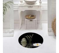 DALEXHM Microfibre Bath Mat, Door Mat, Pet Mat,Bathroom Rug Machine Washable,Non-slip,Super absorbent,Extra Soft,Zen abstract of grey spa stones a white lotus lily and wild grasses with .,24x24in