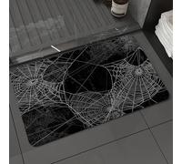 DALEXHM Microfibre Bath Mat, Door Mat, Pet Mat,Bathroom Rug Machine Washable,Non-slip,Super absorbent,Extra Soft,spider Web pattern on black background, mysterious black and white spiderweb d,24x39in