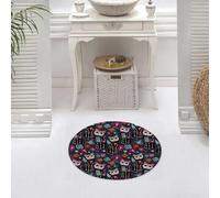 DALEXHM Microfibre Bath Mat, Door Mat, Pet Mat,Bathroom Rug Machine Washable,Non-slip,Super absorbent,Extra Soft,Seamless pattern. Skeletons of cats with red hearts. For Valentine's Day. Also,24x24in