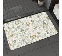 DALEXHM Microfibre Bath Mat, Door Mat, Pet Mat,Bathroom Rug Machine Washable,Non-slip,Super absorbent,Extra Soft,Floral by,Vintage Garden Plants with Herbs Flowers Botanical Classic Design,20x31in