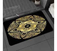 DALEXHM Microfibre Bath Mat, Door Mat, Pet Mat,Bathroom Rug Machine Washable,Non-slip,Super absorbent,Extra Soft,Gold metallic floral star arabesque design element. Isolated decorative hand d,16x24in
