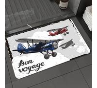DALEXHM Microfibre Bath Mat, Door Mat, Pet Mat,Bathroom Rug Machine Washable,Non-slip,Super absorbent,Extra Soft,Retro airplane p. Old model plane is flying in the sky postcard. Bon Voyage.,20x31in