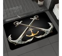 DALEXHM Microfibre Bath Mat, Door Mat, Pet Mat,Bathroom Rug Machine Washable,Non-slip,Super absorbent,Extra Soft,Classic l logo, amazing design of crossed silver anchors and golden anchors sy,24x39in