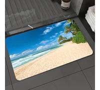 DALEXHM Microfibre Bath Mat, Door Mat, Pet Mat,Bathroom Rug Machine Washable,Non-slip,Super absorbent,Extra Soft,Ocean Untouched Sandy Beach Palms Pacific Trees Calm Azure Nature Parks Outdoo,24x39in
