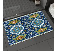 DALEXHM Microfibre Bath Mat, Door Mat, Pet Mat,Bathroom Rug Machine Washable,Non-slip,Super absorbent,Extra Soft,Moroccan, authentic oriental motif with vintage biz effect tiles,16x24in